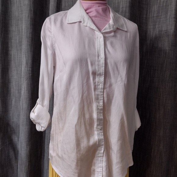 Love 8 for Versona White Button Down High Low Hemline Shirt Size Small - Picture 6 of 12